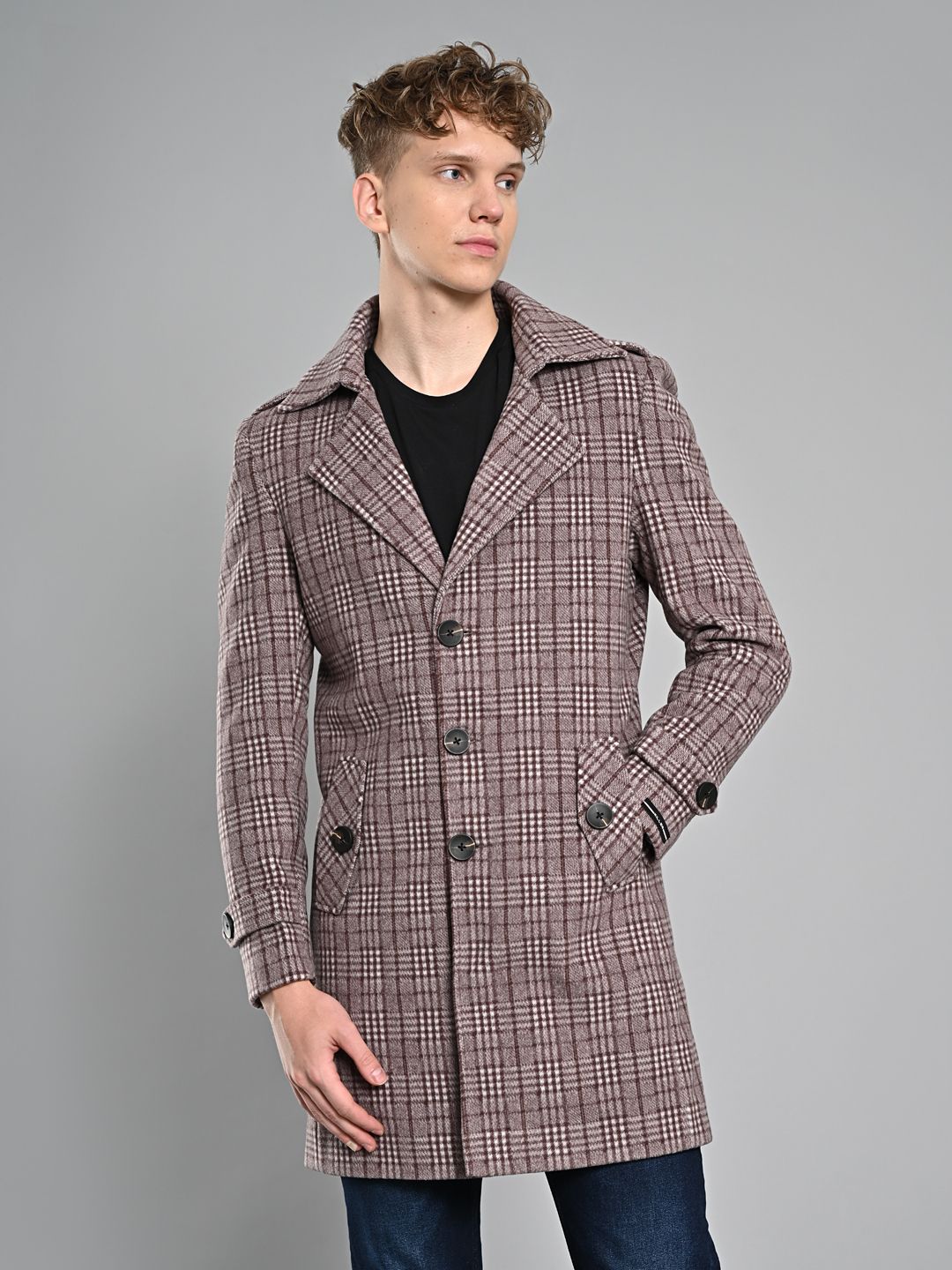 killer Polyester Viscose Blend Checkered Coat For Men-picture-48