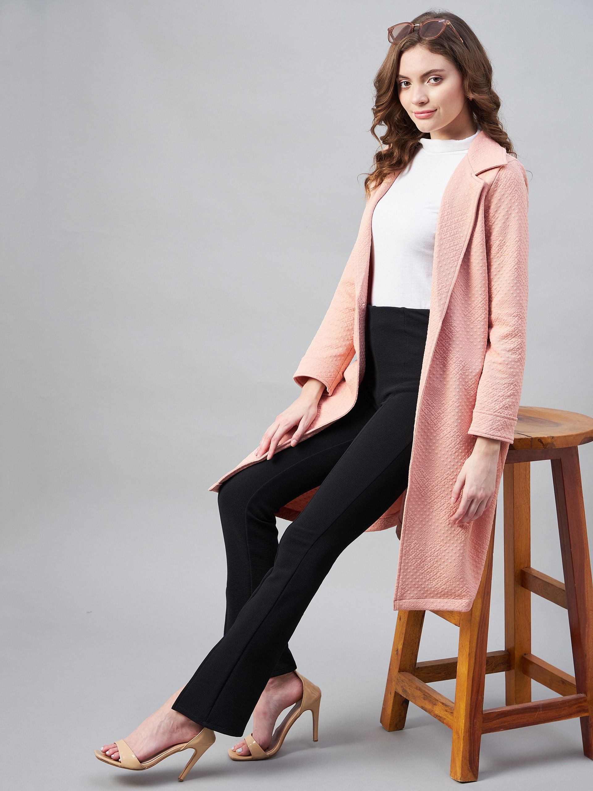 stylestone Polyester Jacquard Solid Coat For Women-picture-15