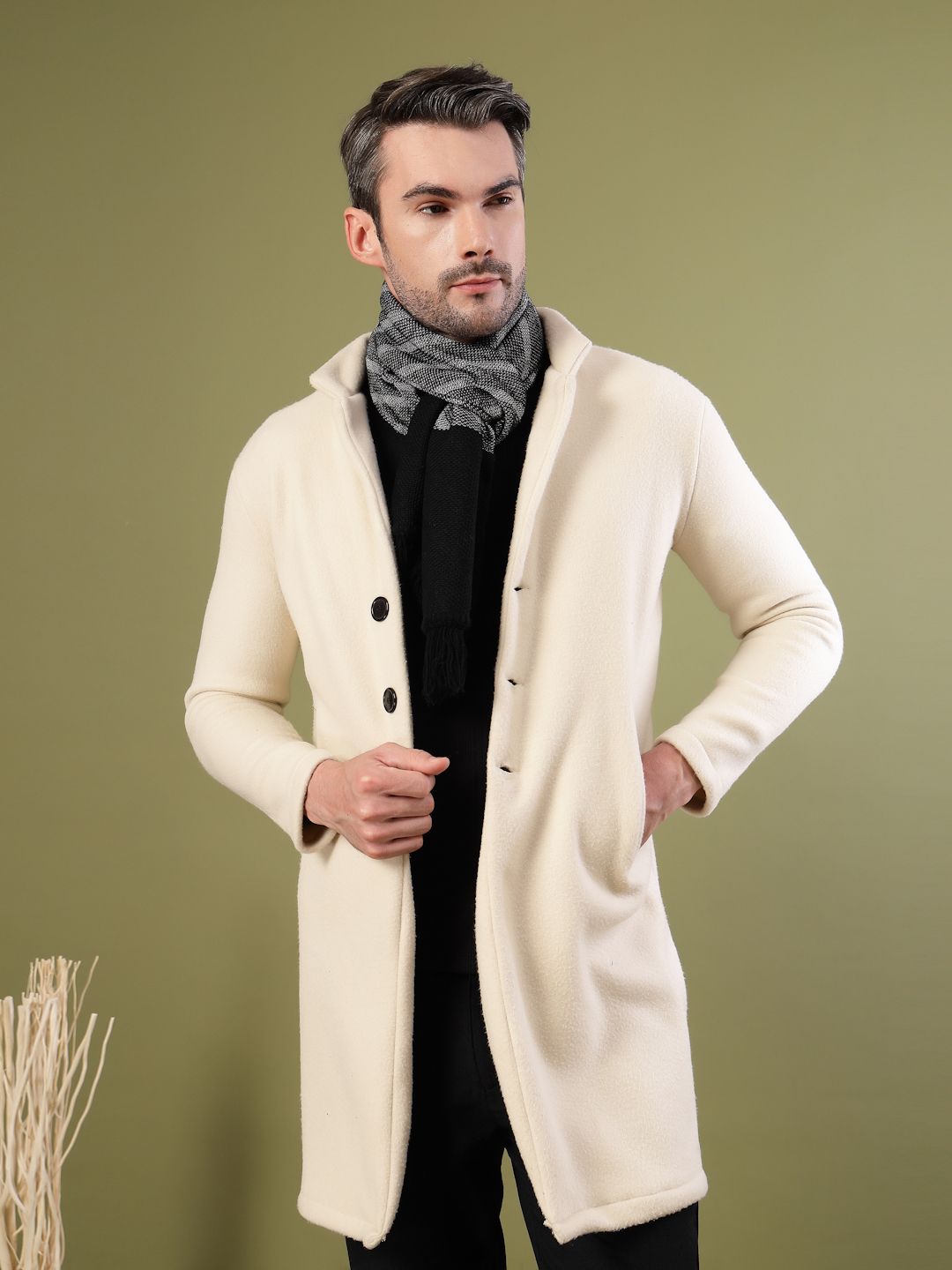 Polar Fleece Solid Coat For Men