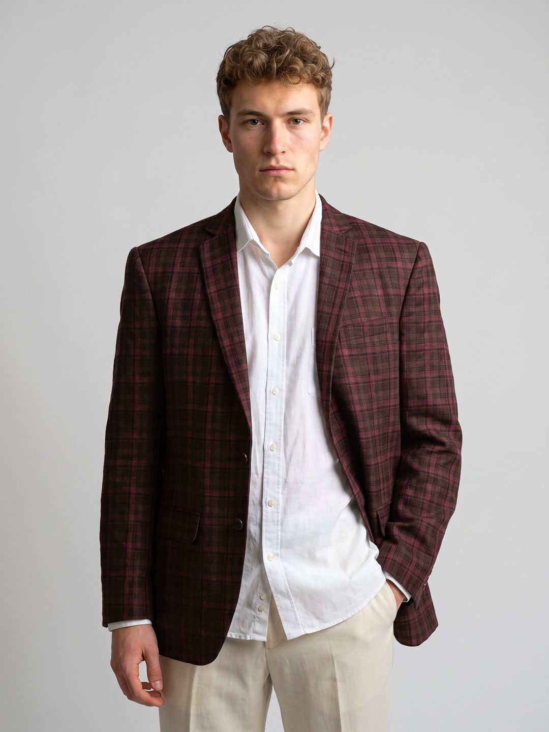 Pure Wool Checkered Coat For Men-image-48