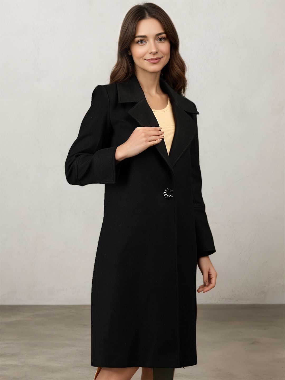 chkokko Tweed Solid Coat For Women-picture-24