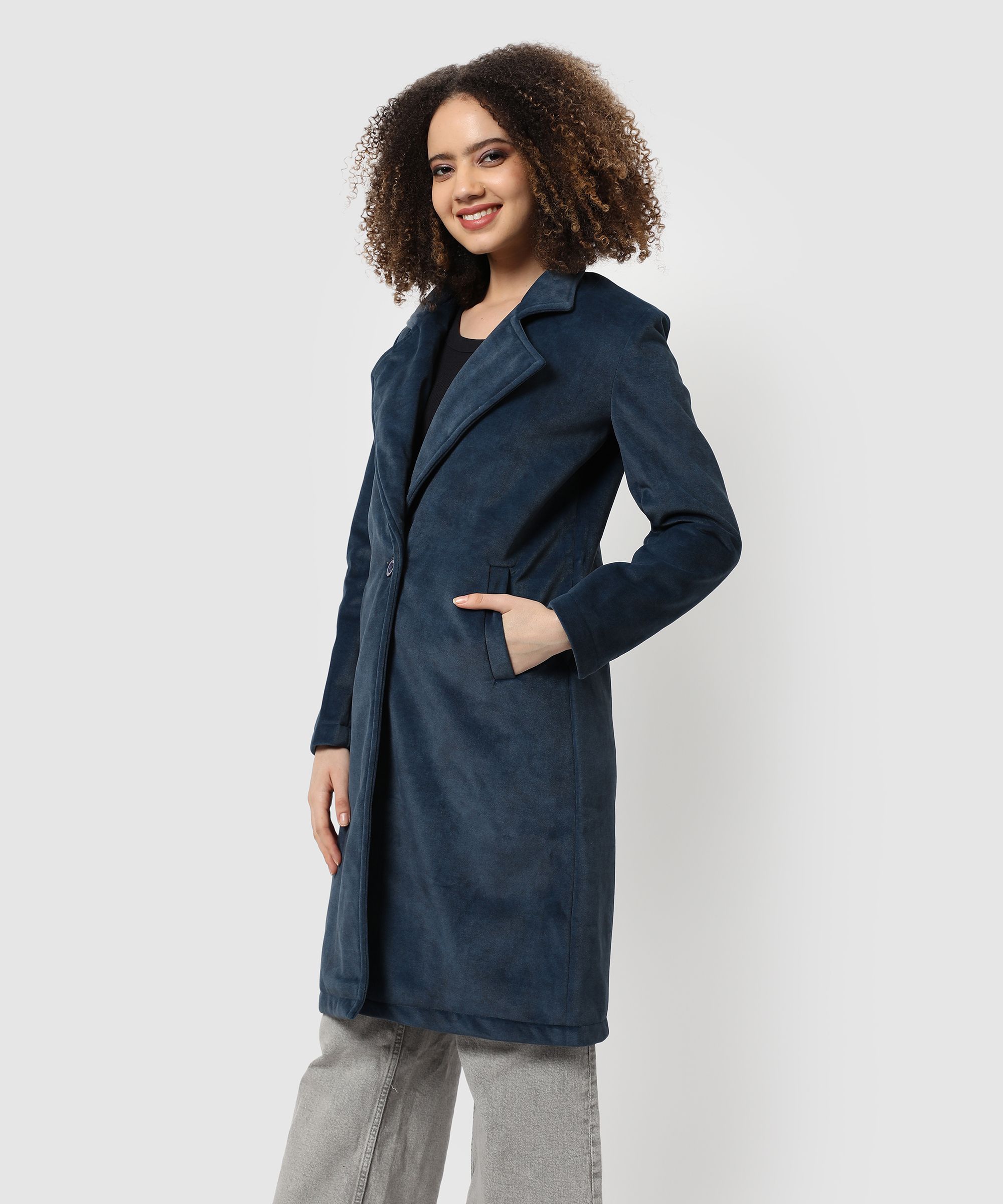 pinacolada Polyester Solid Coat For Women-picture-12