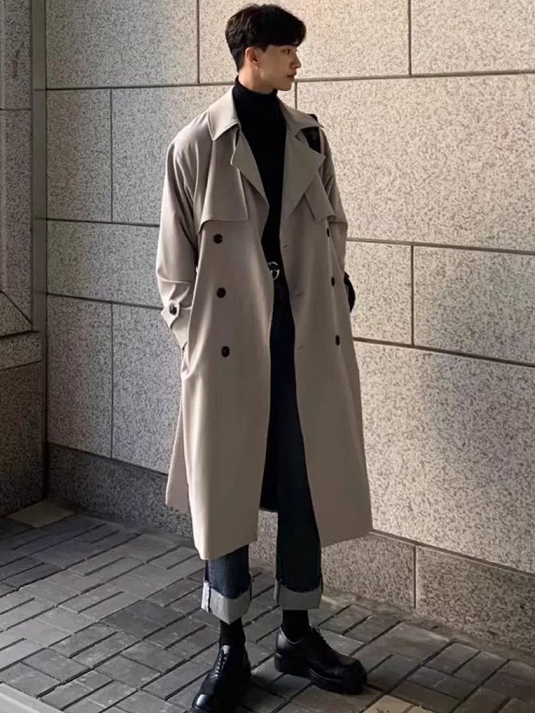 here&now Polyester Solid Coat For Men-picture-10