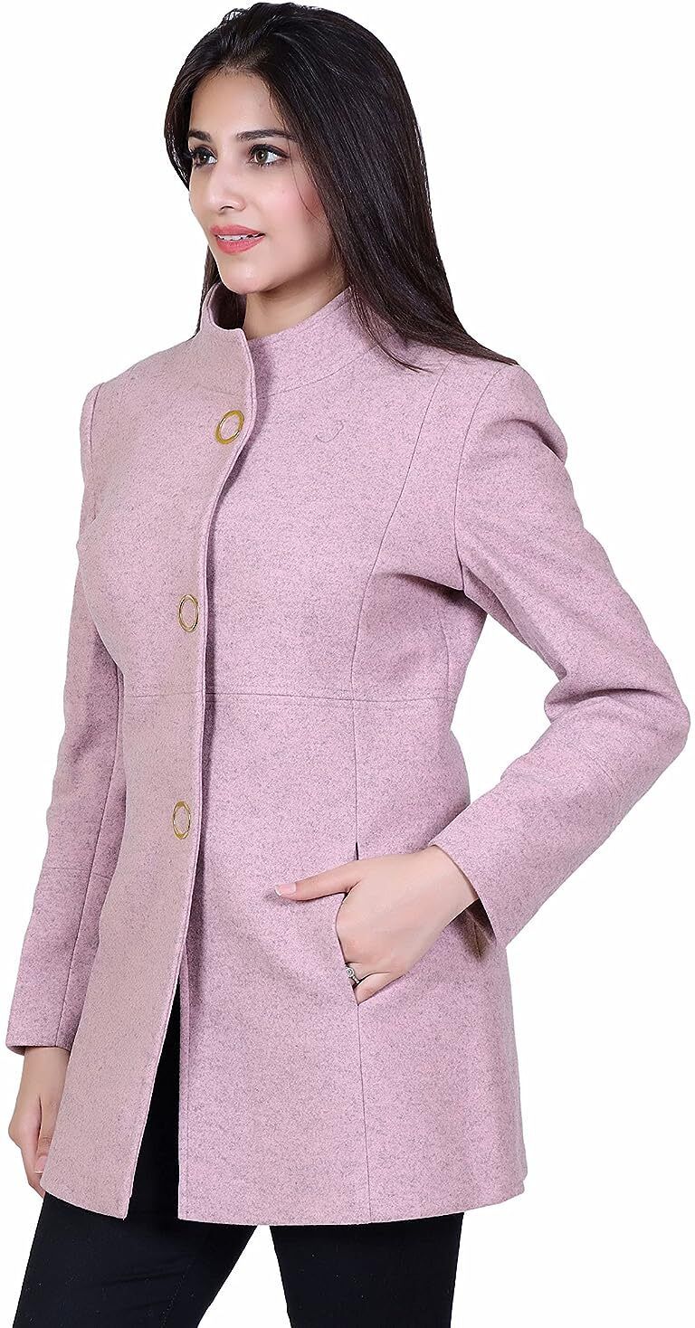 comfy sparrow Wool Blend Self Design Coat For Women-picture-19