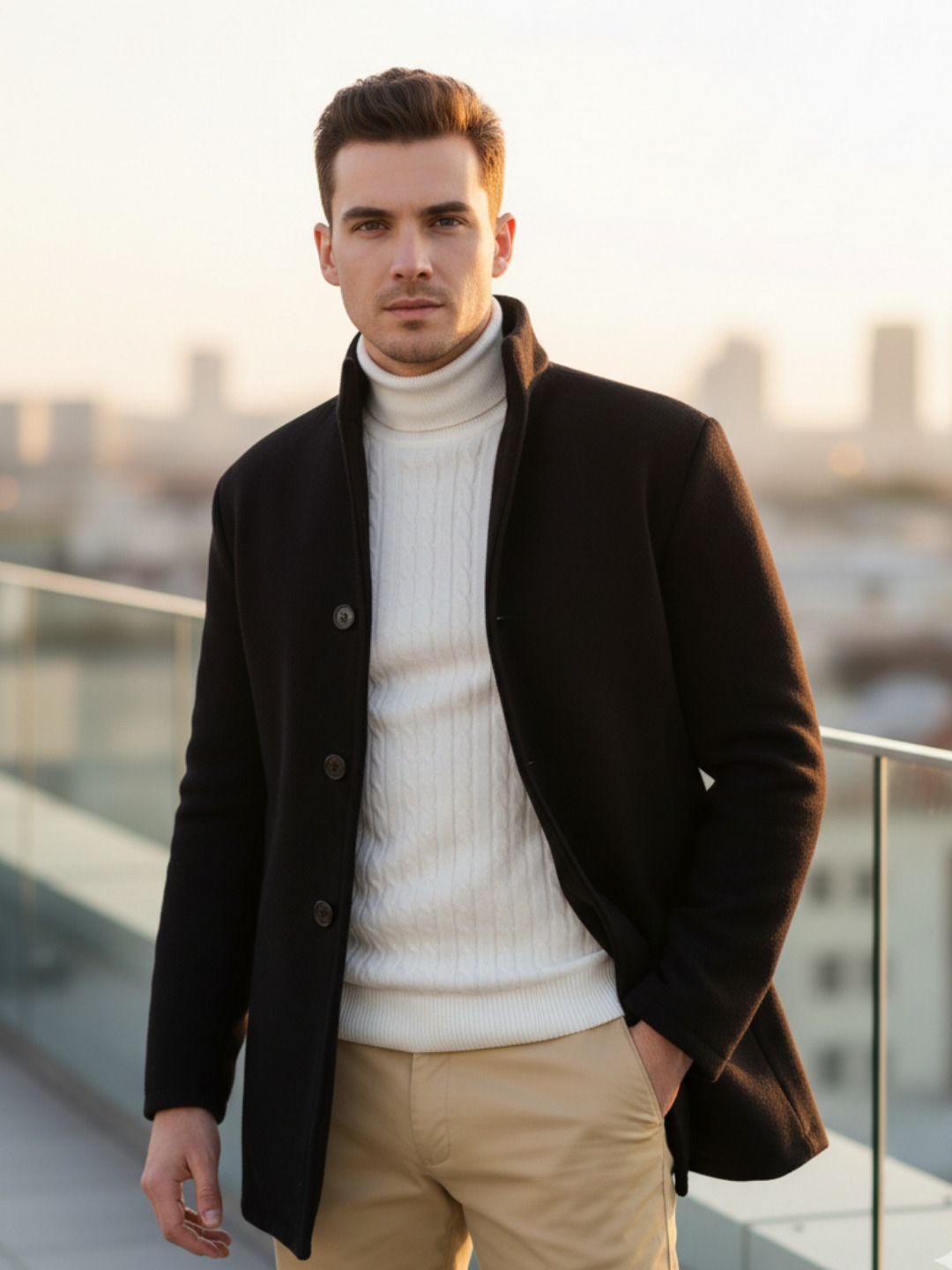 Polar Fleece Solid Coat For Men