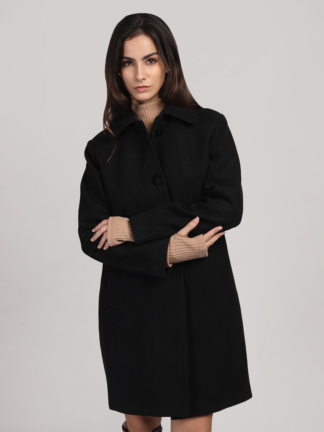chkokko Tweed Solid Coat For Women-picture-17