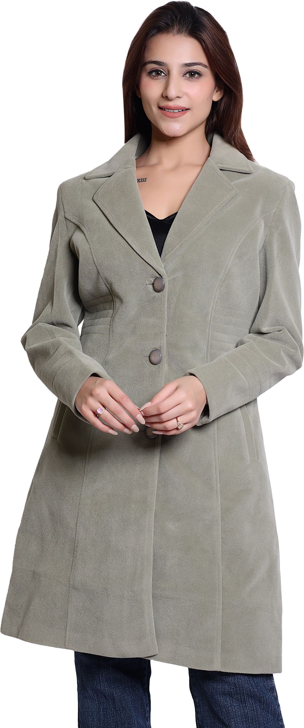 cutindia Wool Blend Solid Coat For Women-picture-18