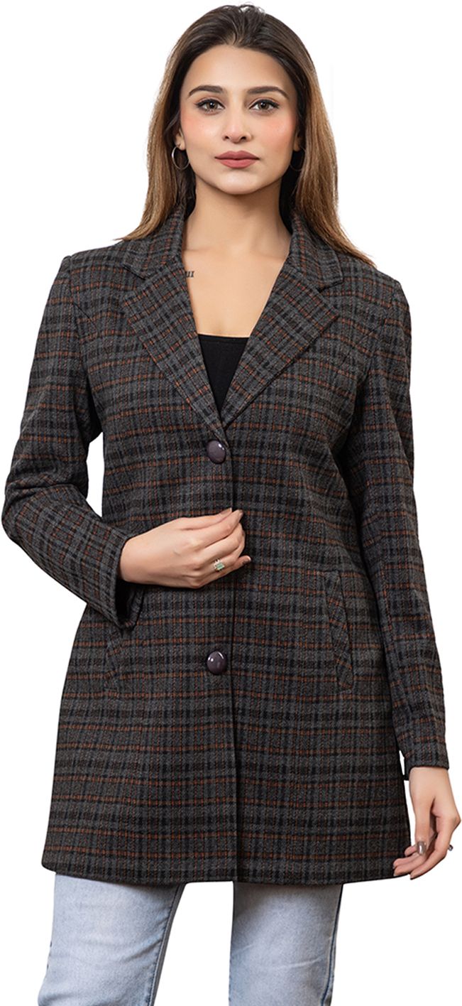 twenty me Acrylic Blend Checkered Coat For Women-picture-13