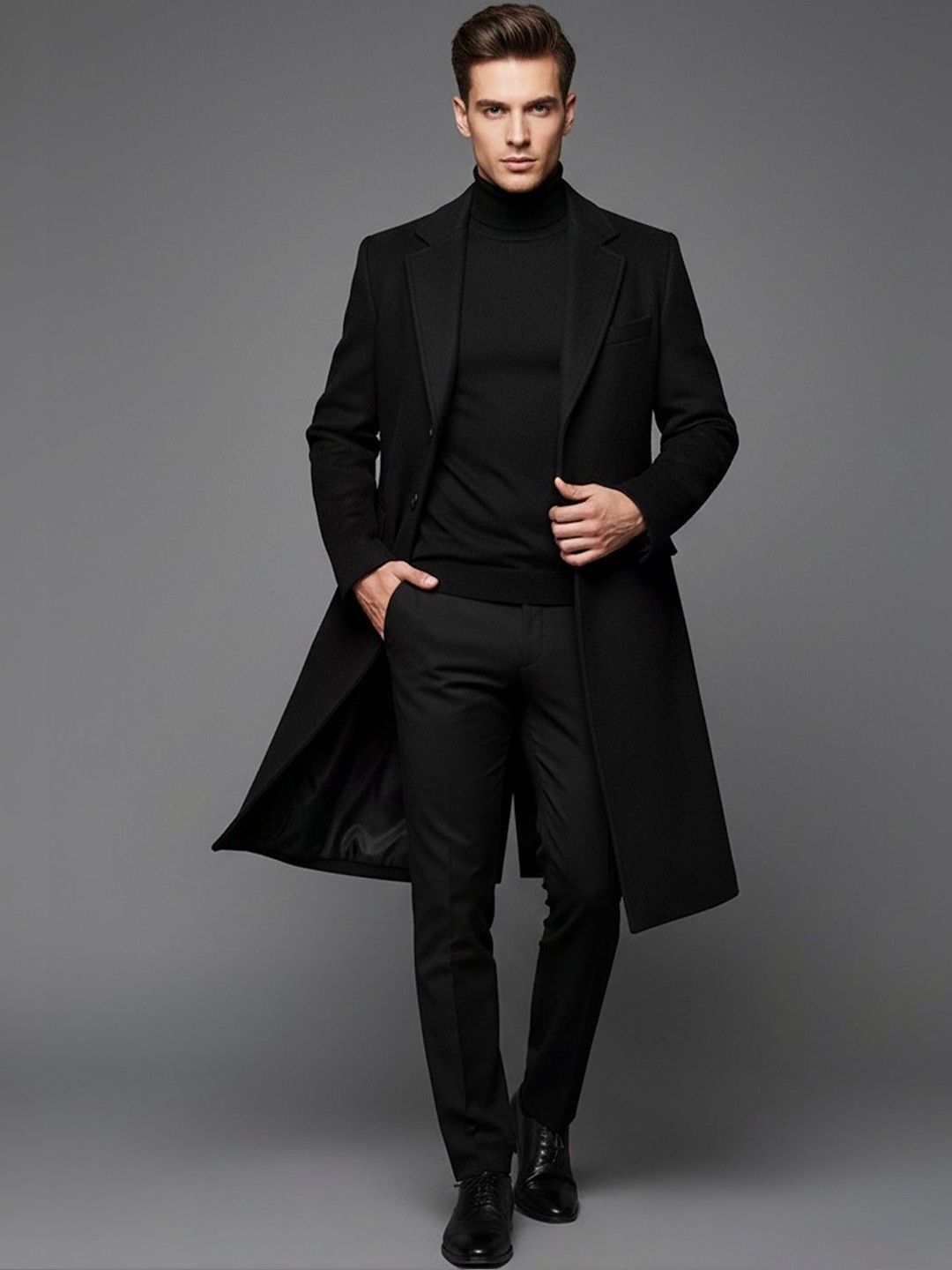 Wool Solid Coat For Men