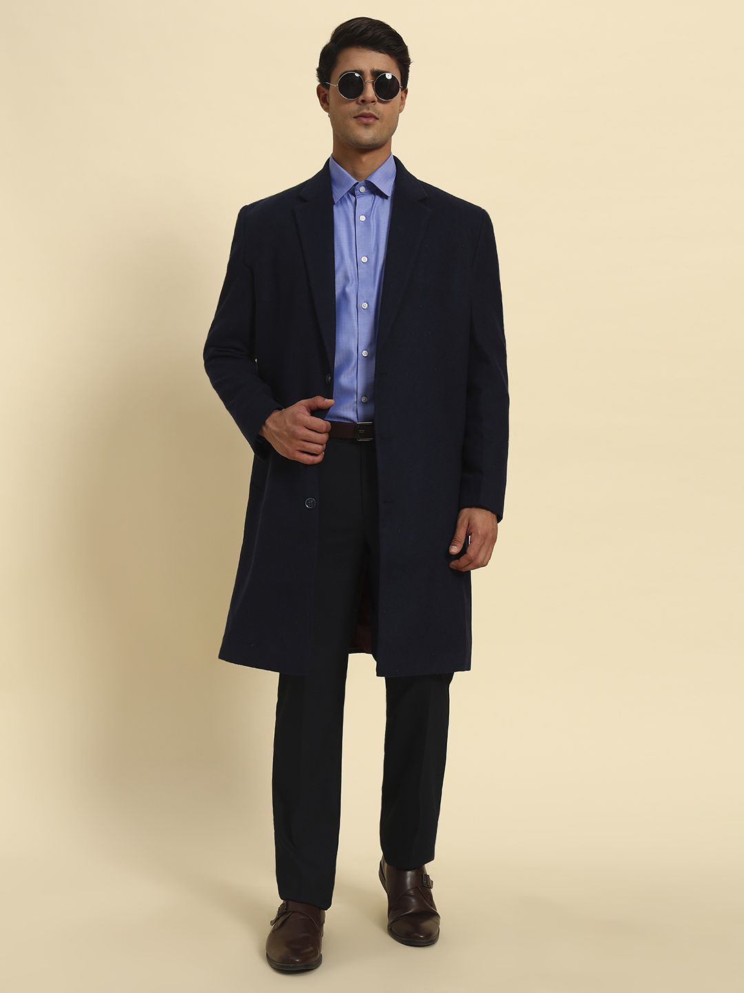 cantabil Wool Blend Solid Coat For Men-picture-27