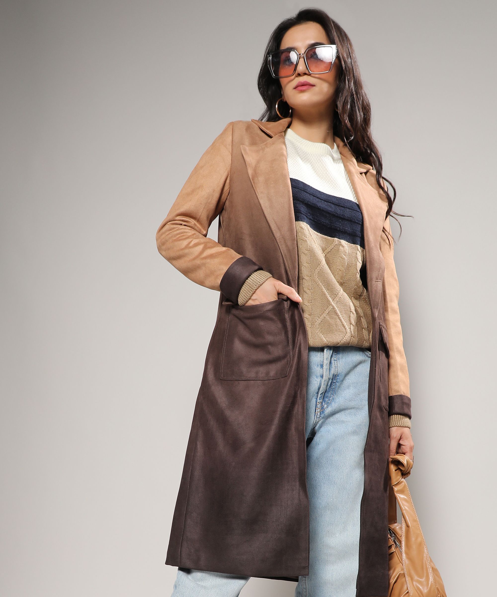 campus sutra Soft Sherpa Self Design Coat For Women-picture-17