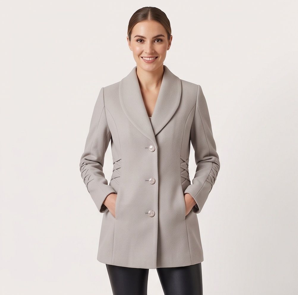 Tweed Solid Coat For Women-image-31