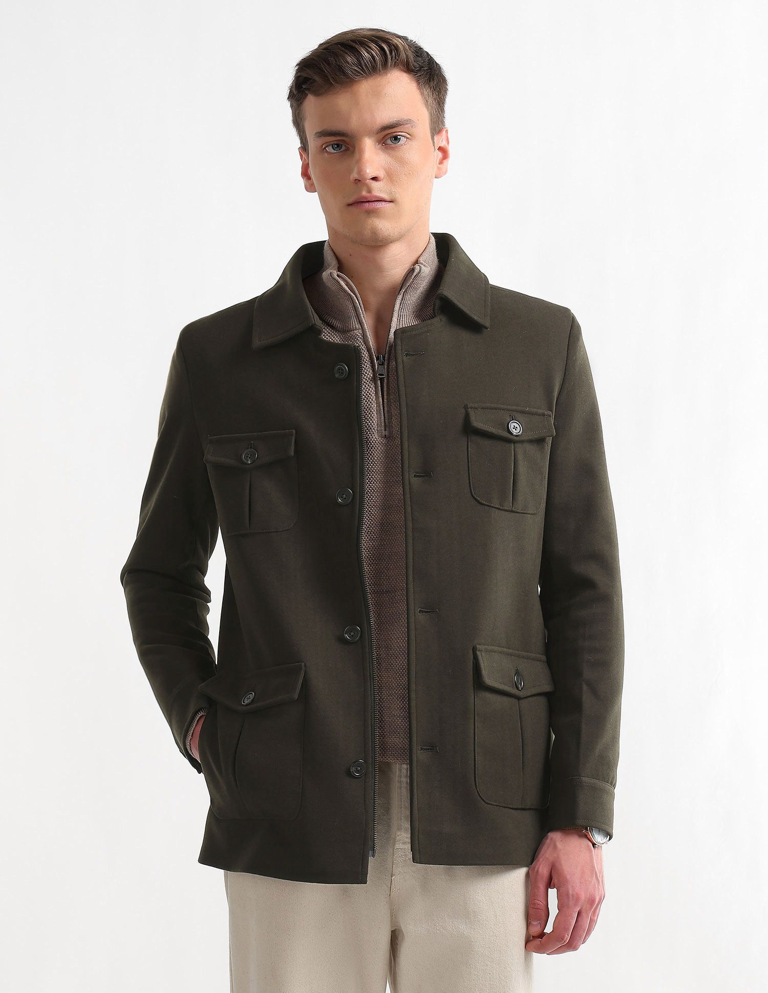 arrow sport Nylon Solid Coat For Men-picture-33