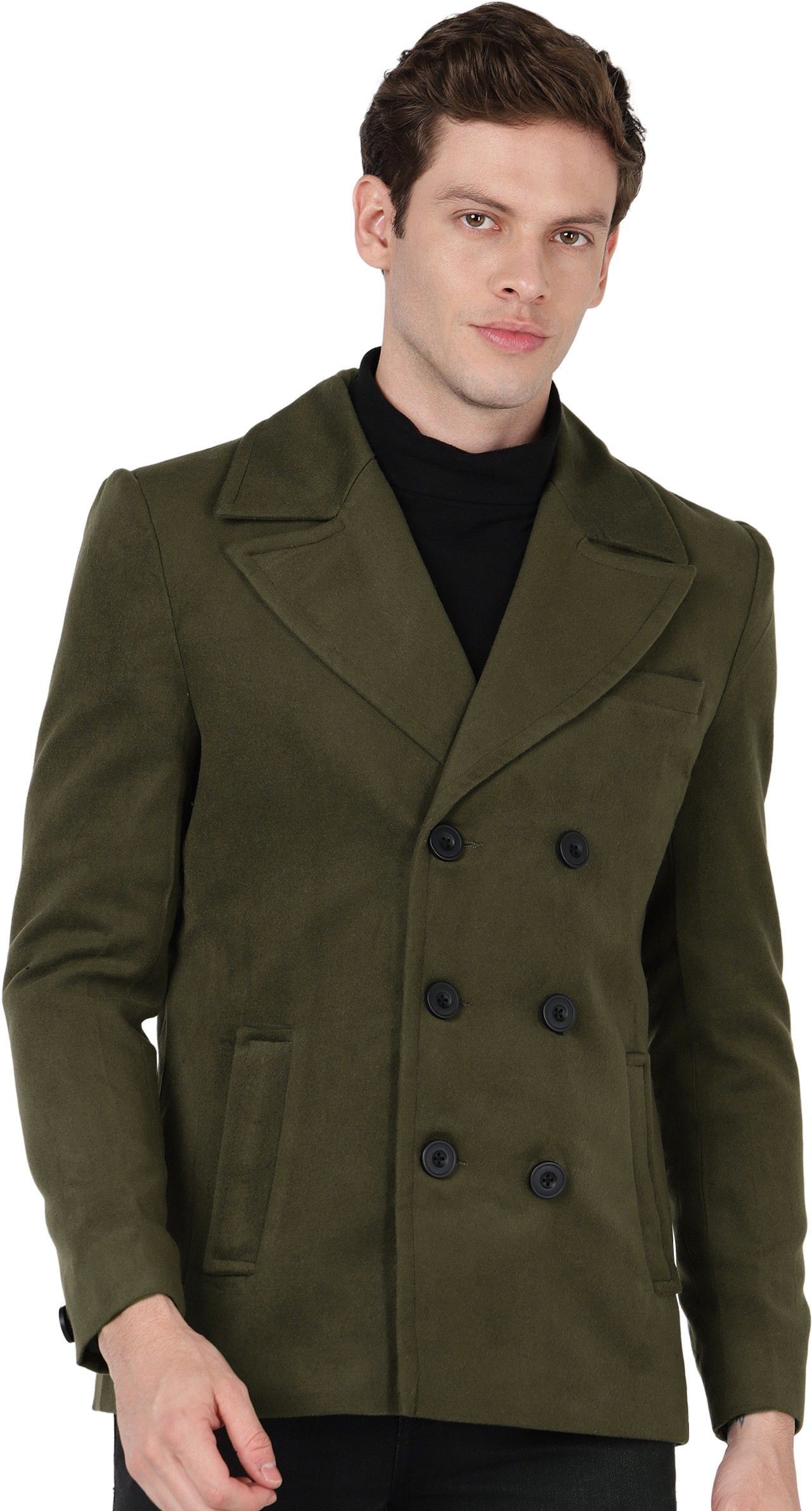 essentiele WOOL BLEND Self Design Coat For Men-picture-19