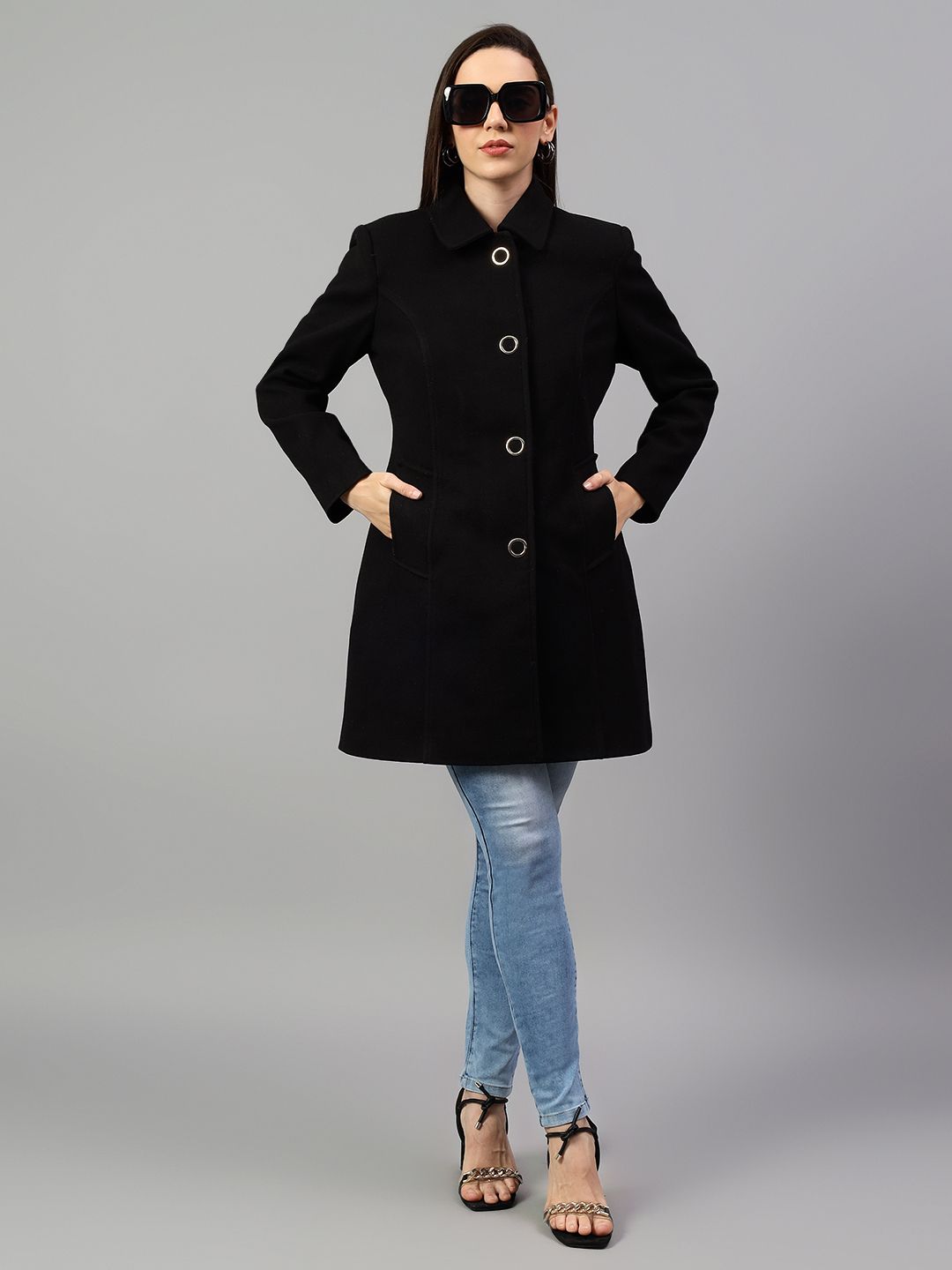cantabil Tweed Solid Coat For Women-picture-26
