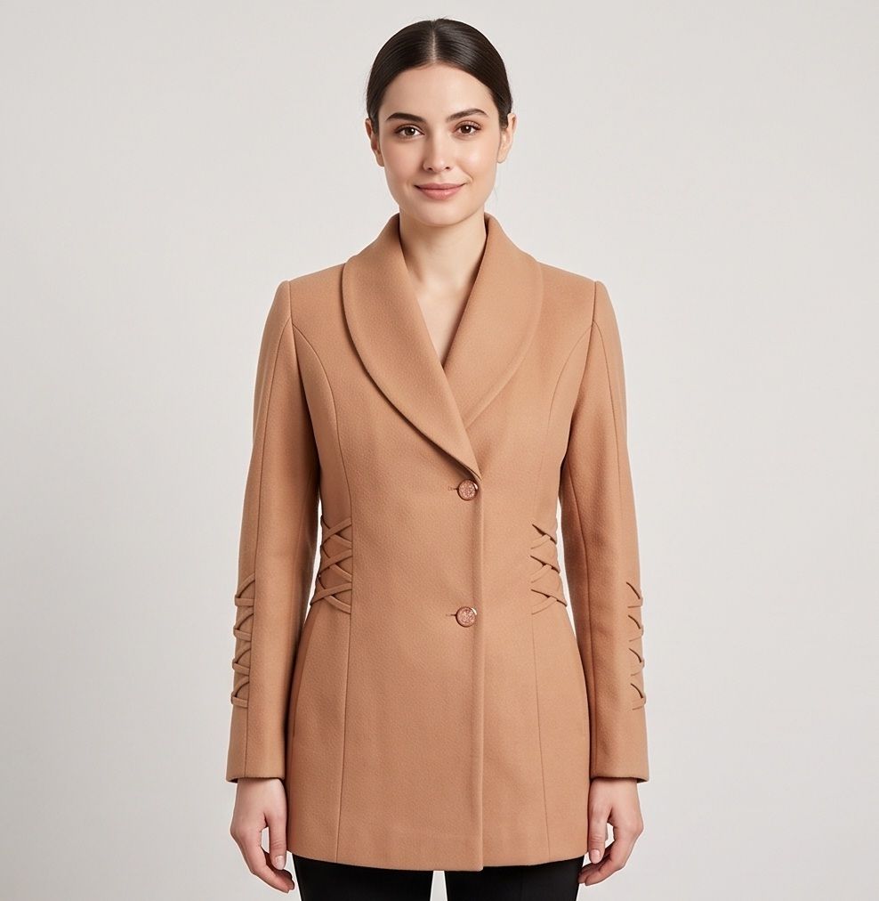 olasa Tweed Solid Coat For Women-picture-22