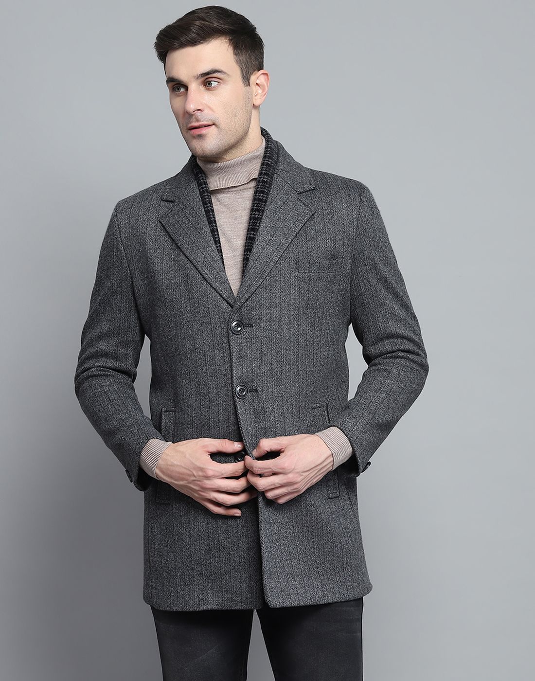 monte carlo Polyester Blend Solid Coat For Men-picture-25