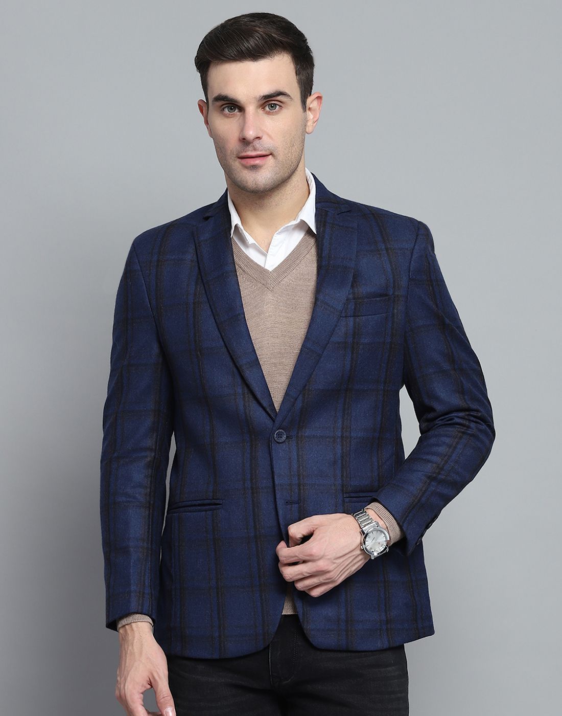 Wool Checkered Coat For Men