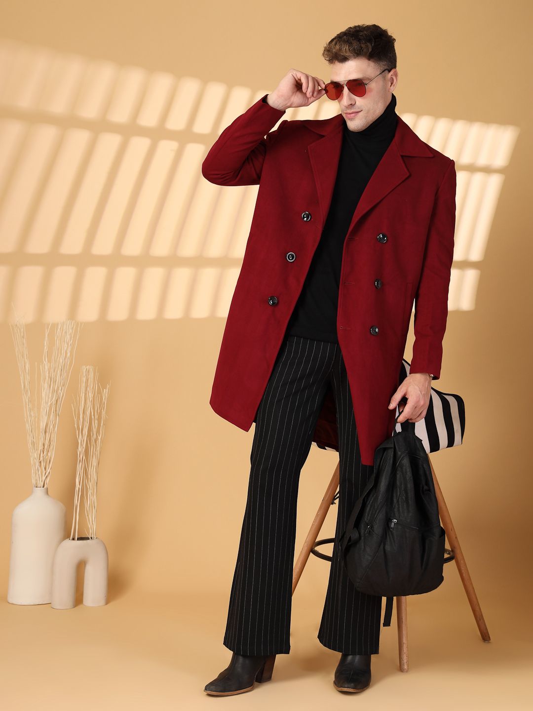 chkokko Tweed Solid Coat For Men-picture-19