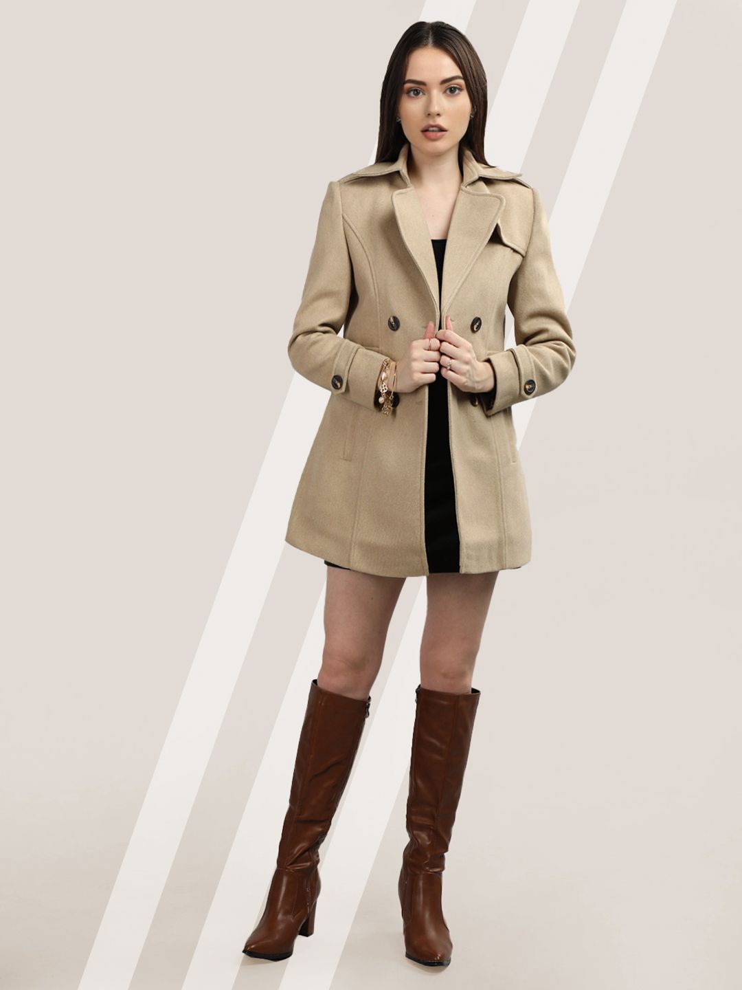 roadster Wool Solid Coat For Women-picture-23
