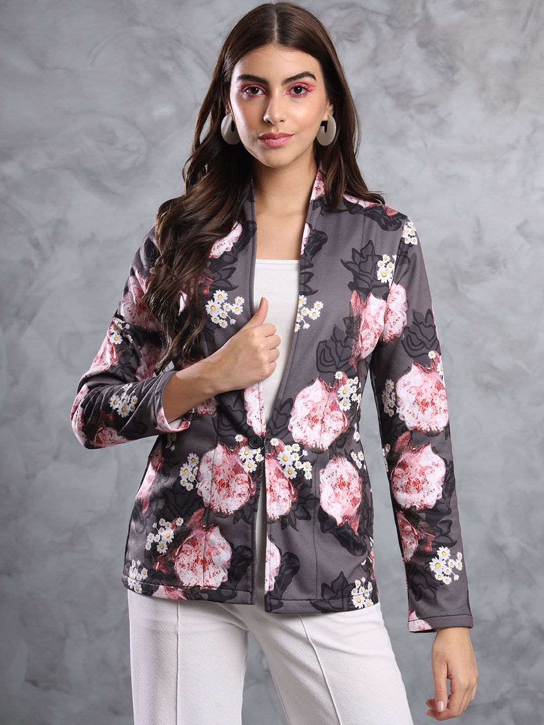 tandul FLEECE BLEND Printed Coat For Women-picture-19
