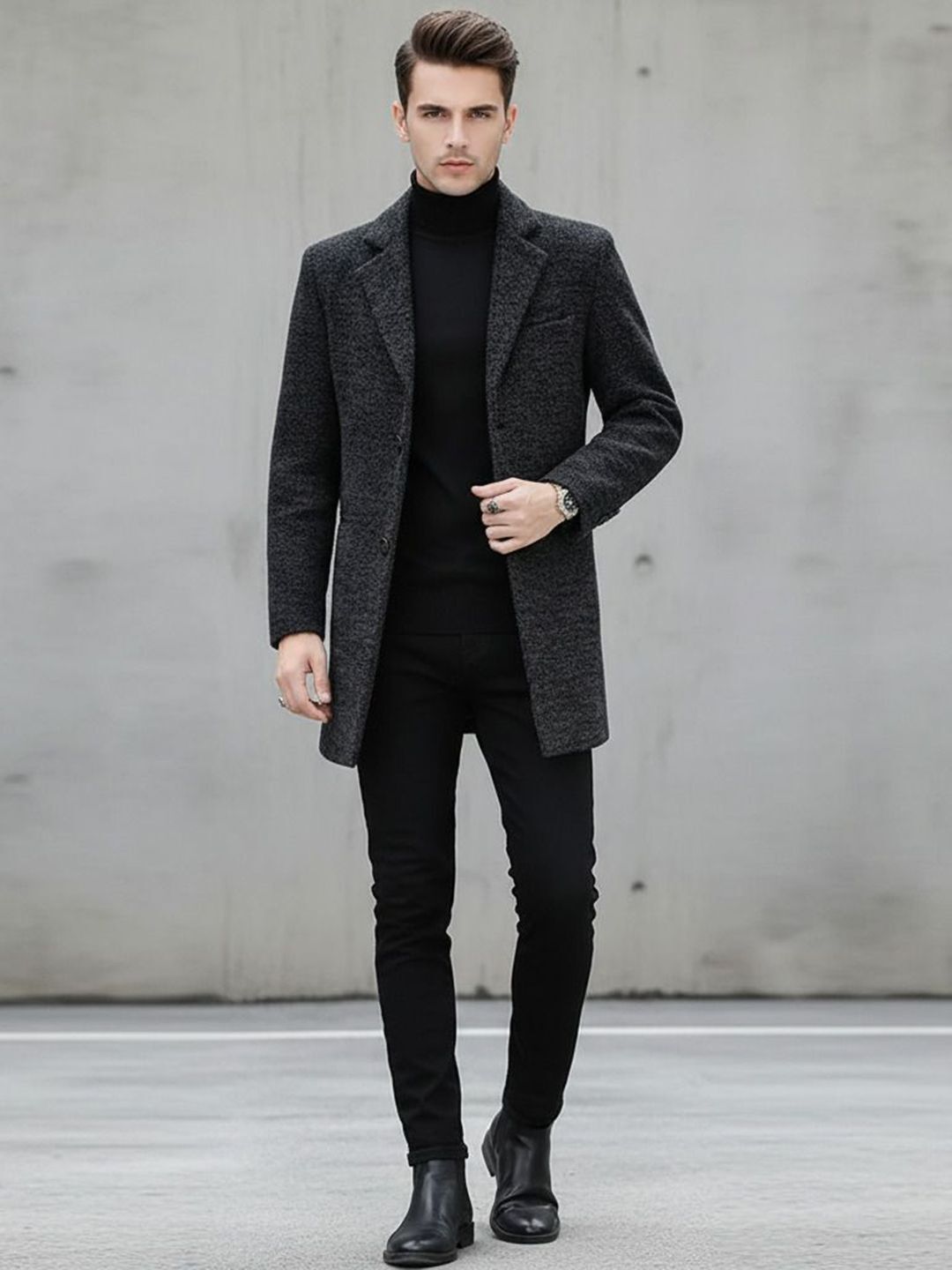 invictus Solid Coat For Men-picture-17