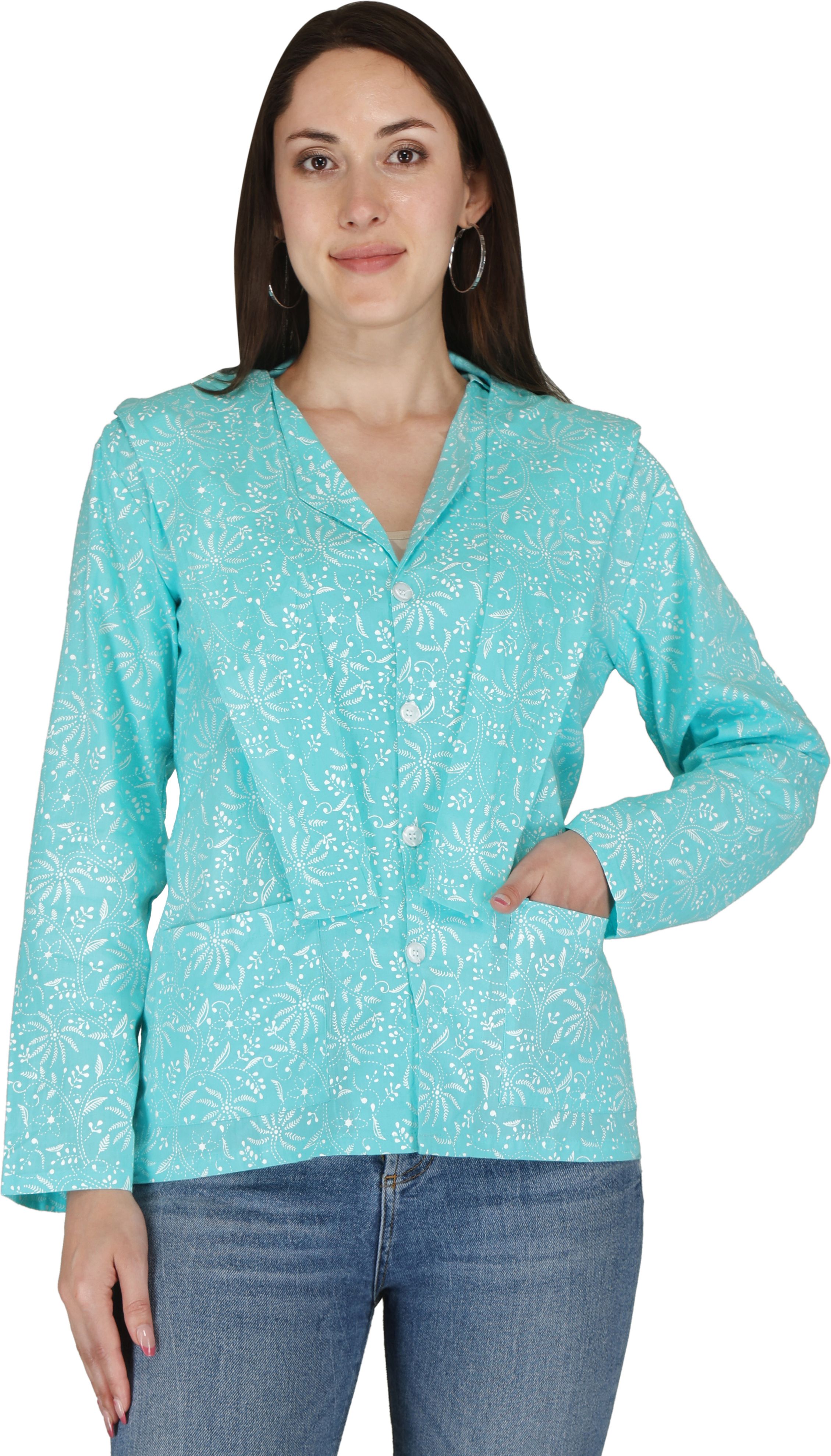 chuklin Cotton Floral Print Coat For Women-picture-22