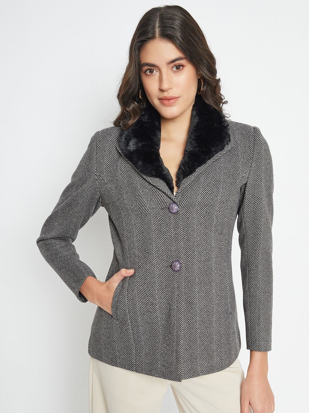 duke Tweed Harringbone Coat For Women-picture-27