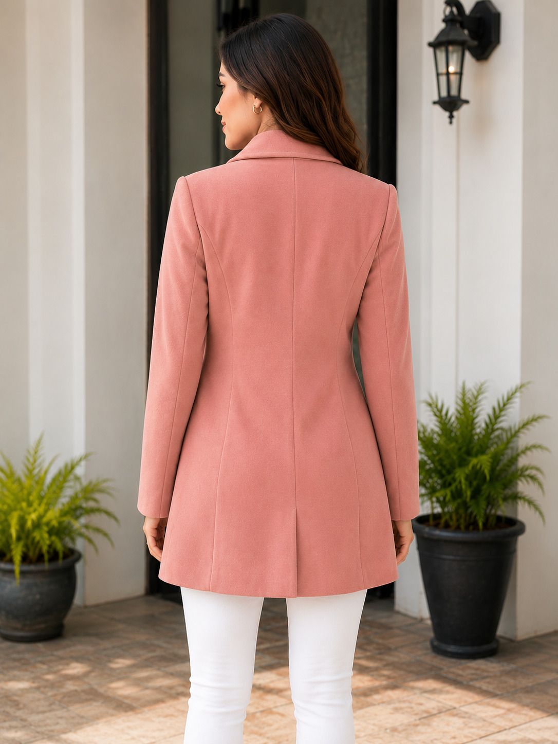 Tweed Solid Coat For Women-image-37