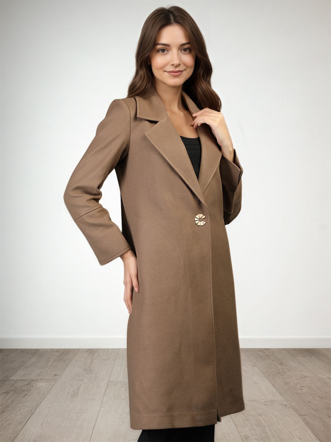 Tweed Solid Coat For Women-image-49