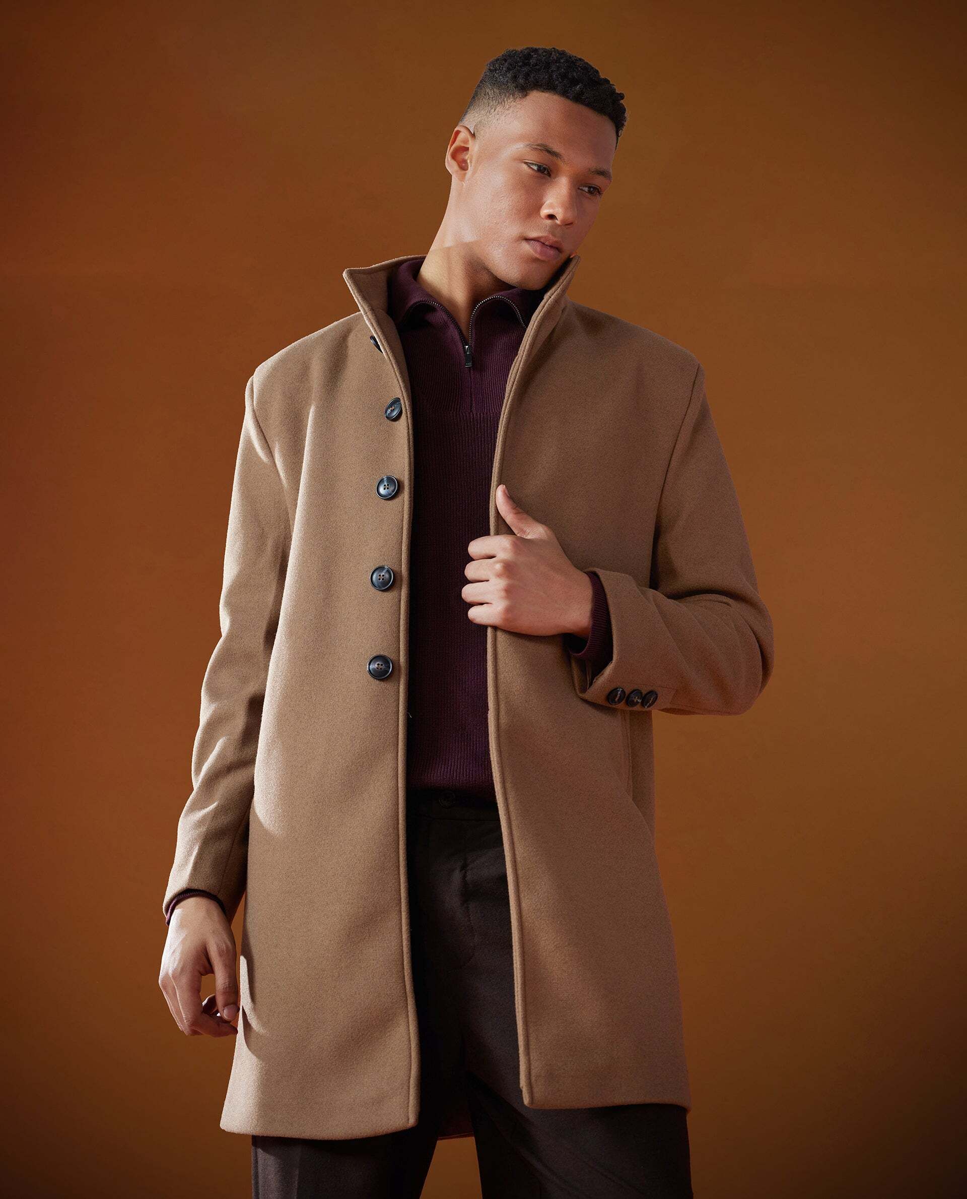 Polyester Blend Coat For Men