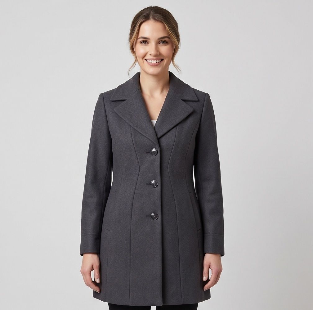 Tweed Solid Coat For Women-image-35
