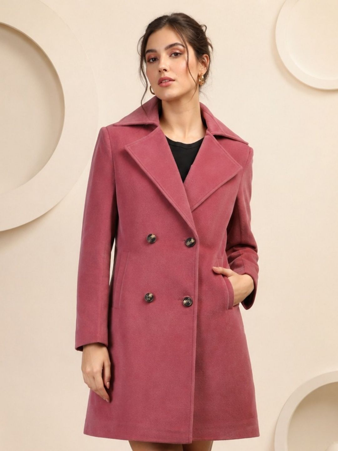 metronaut WOOL BLENDED Solid Coat For Women-picture-28