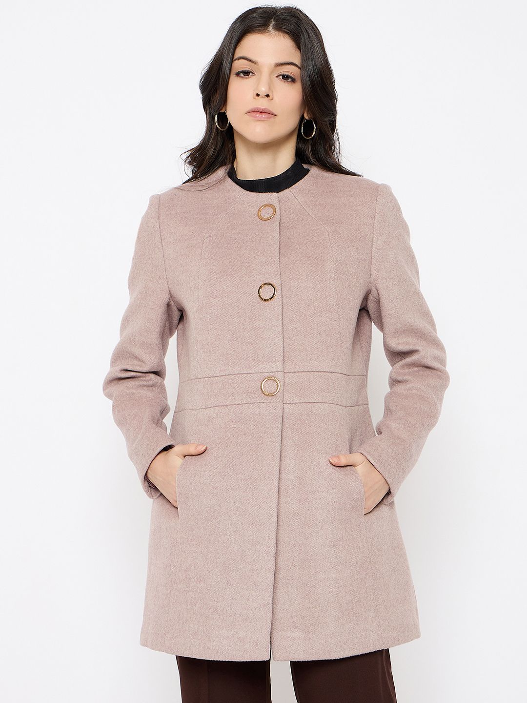 duke Tweed Solid Coat For Women-picture-15