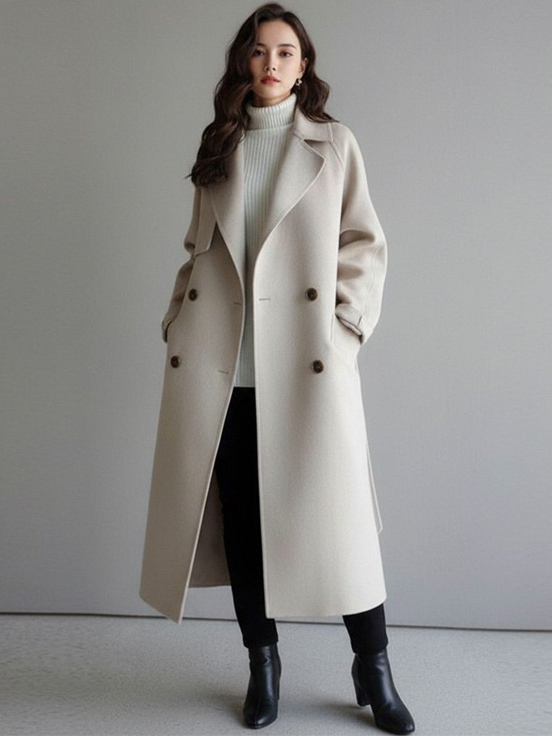 Polyester Solid Coat For Women