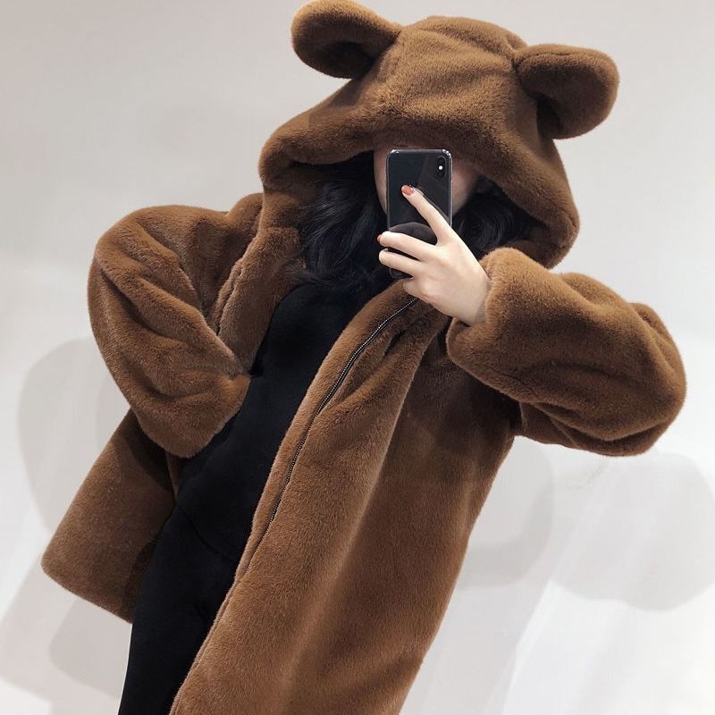 Fur Solid Coat For Women-image-5