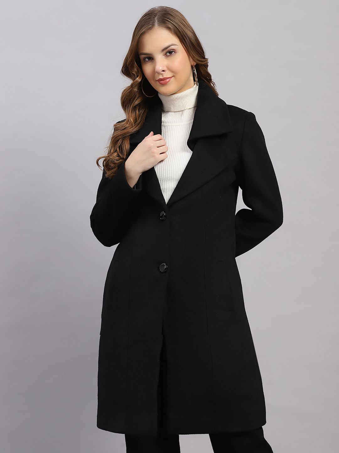 monte carlo COTTON BLEND Solid Coat For Women-picture-41