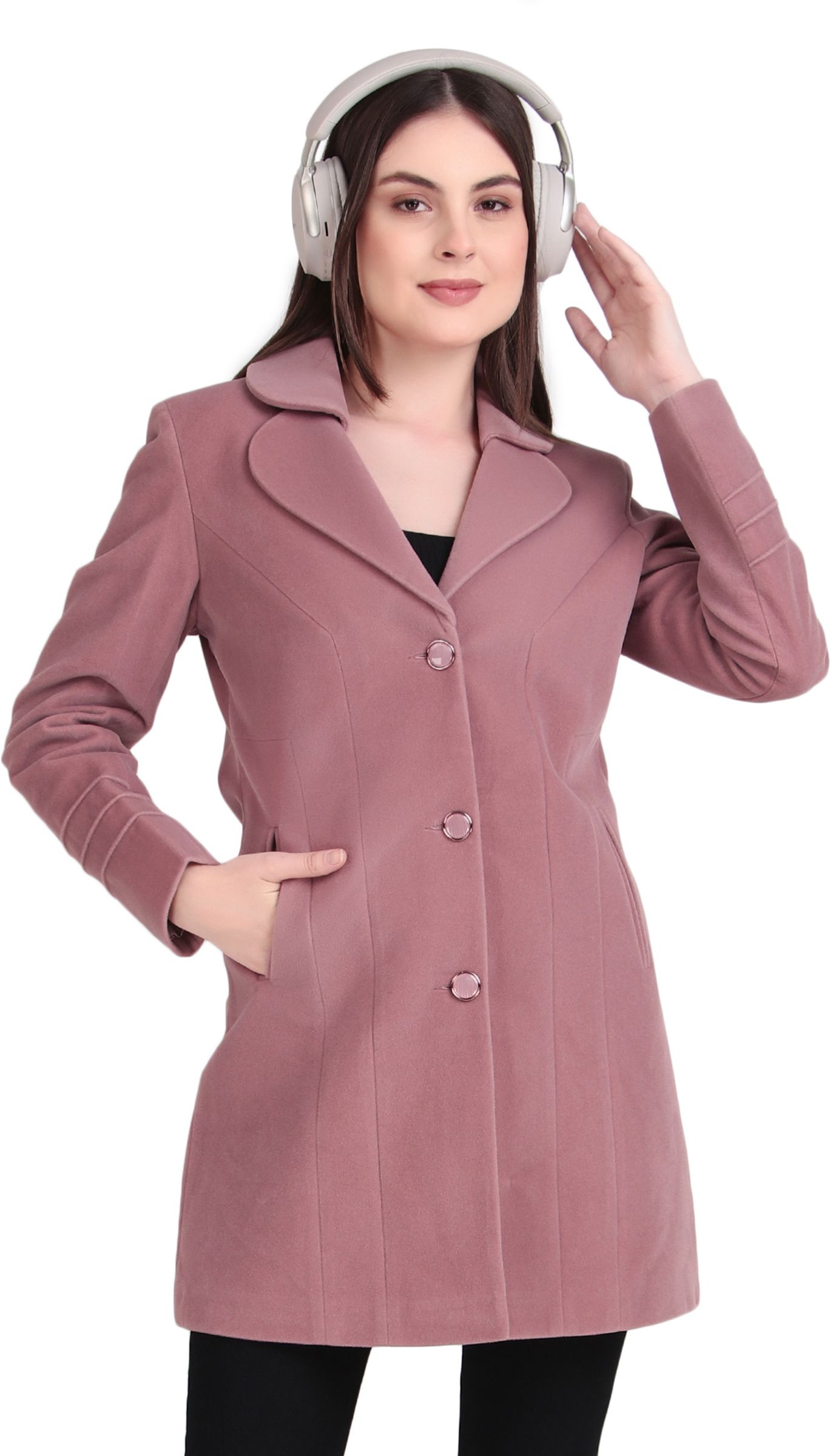 brazo Tweed Solid Coat For Women-picture-14