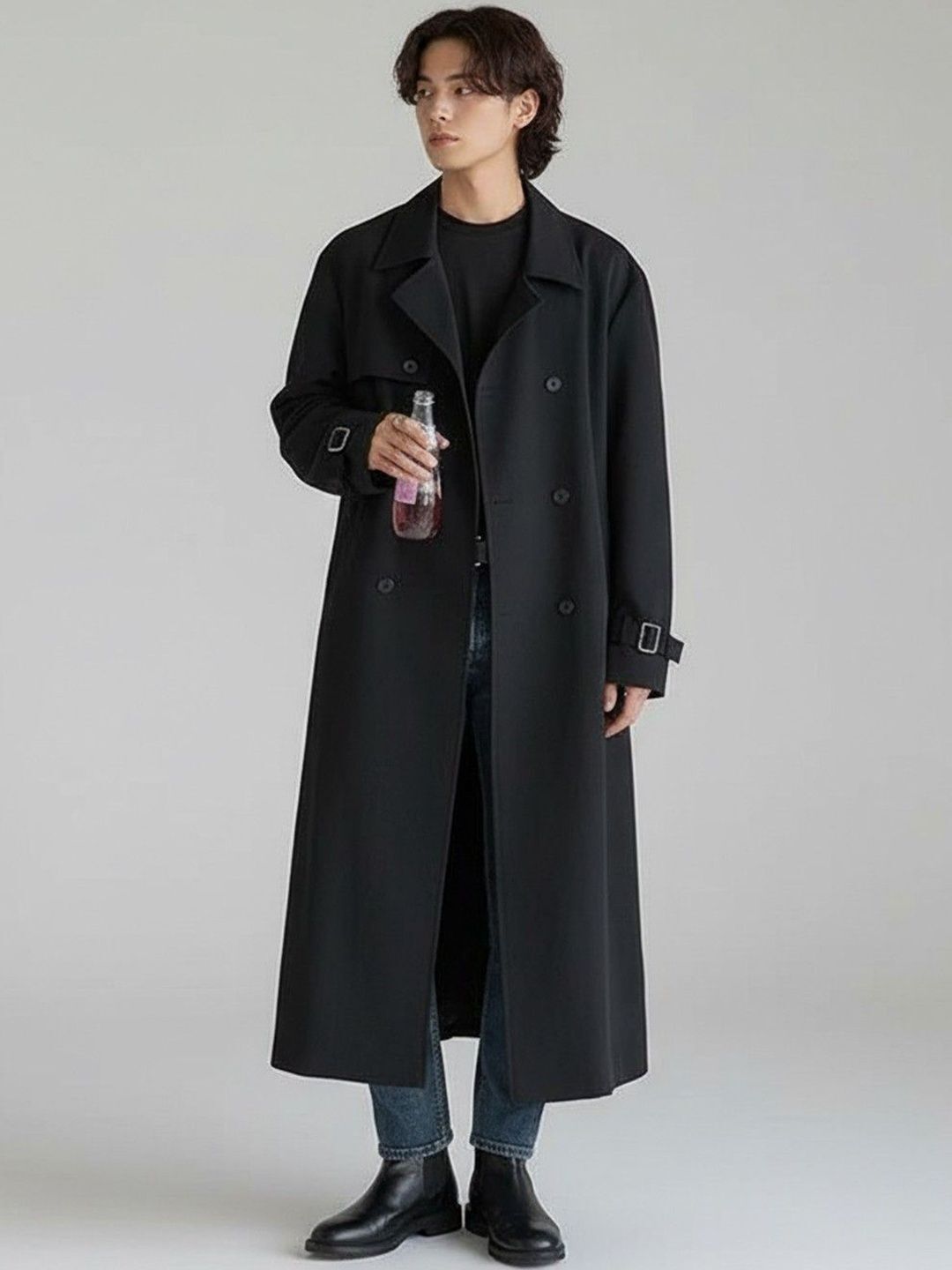 Polyester Solid Coat For Men