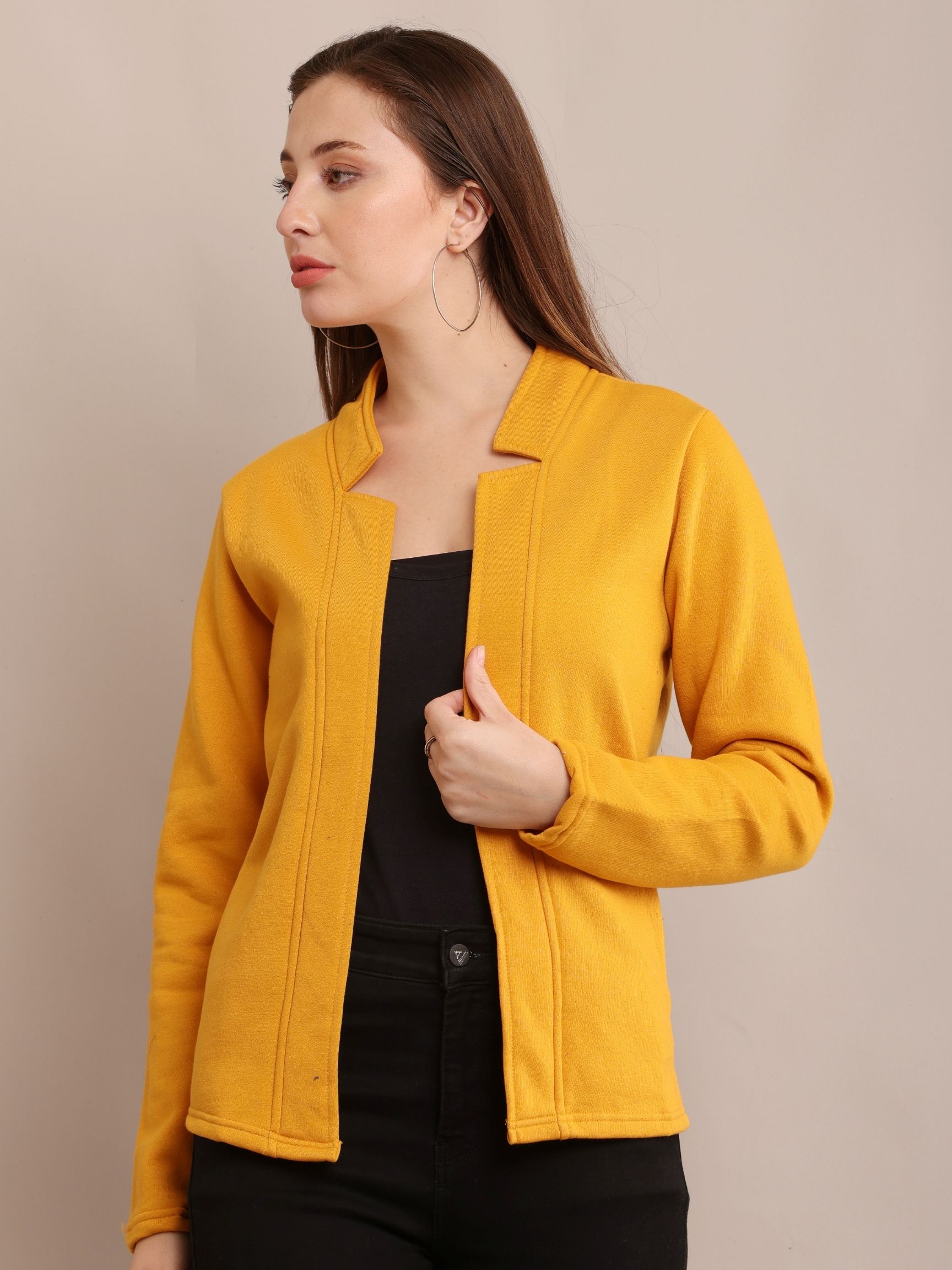 FLEECE Solid Coat For Women-image-8