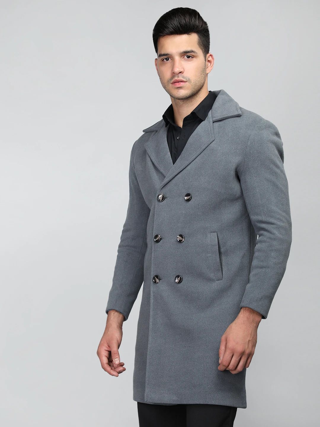 chkokko Tweed Solid Coat For Men-picture-23