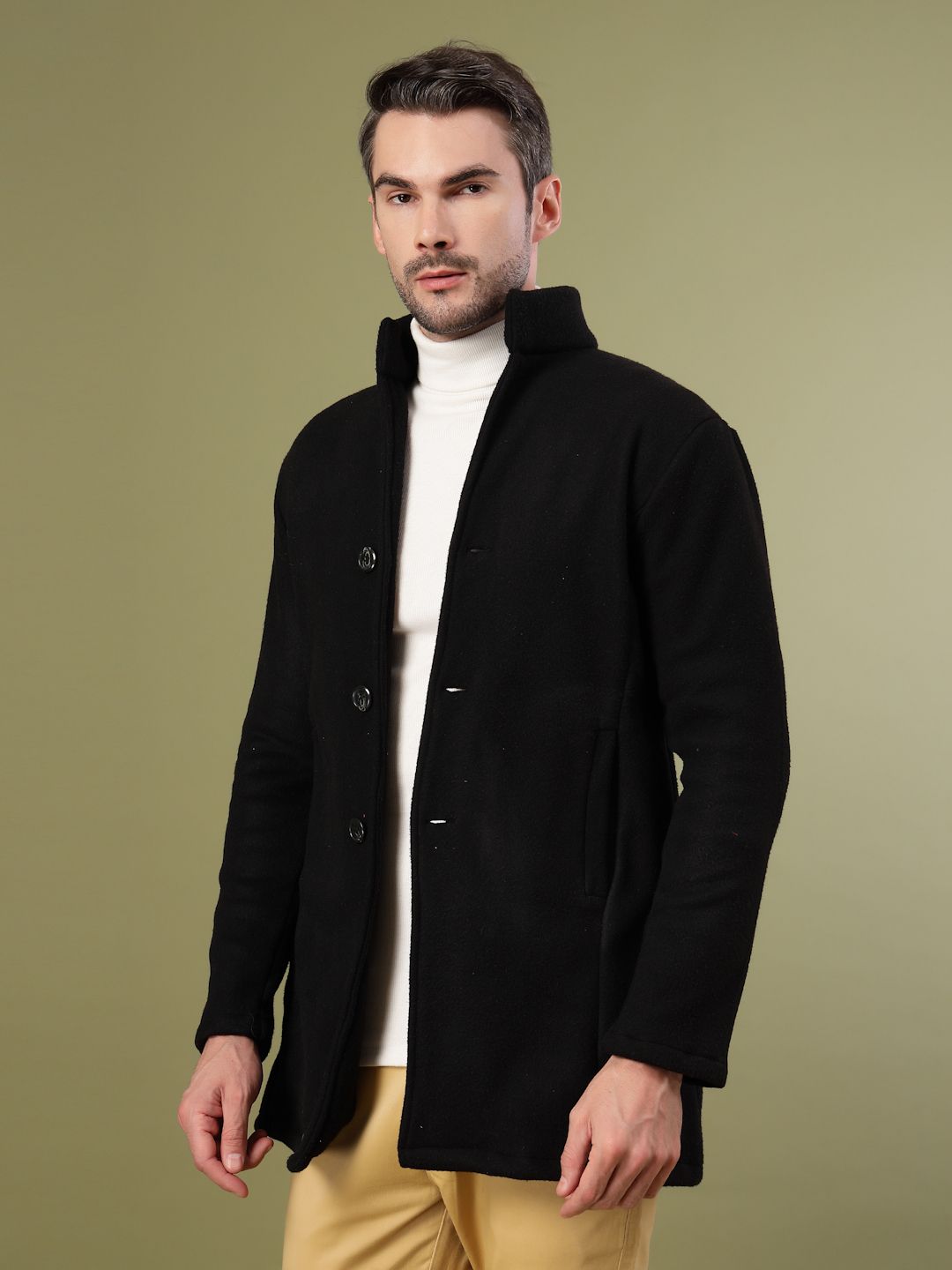 rigo Polar Fleece Solid Coat For Men-picture-26