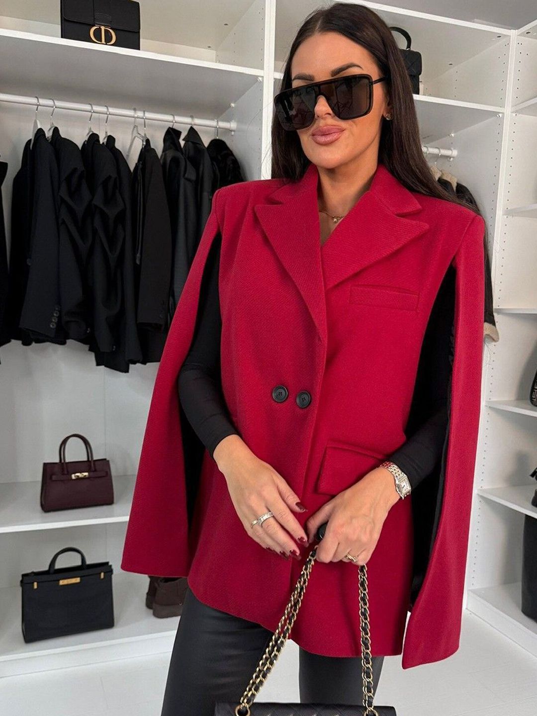 Polyester Solid Coat For Women