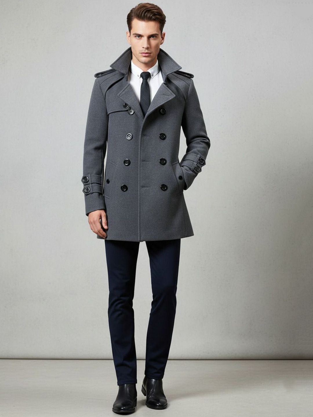 invictus Solid Coat For Men-picture-20