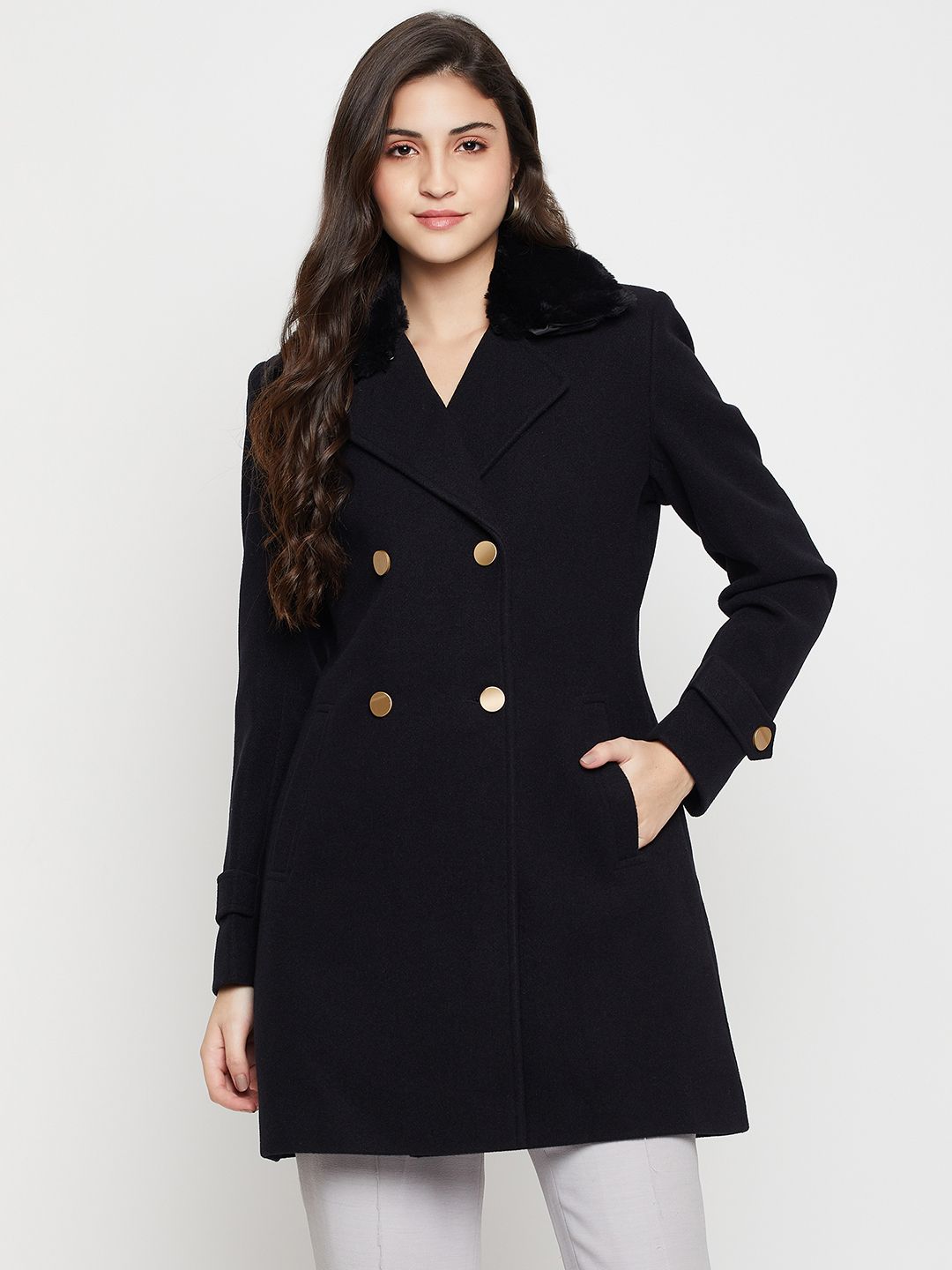 cantabil Tweed Solid Coat For Women-picture-15