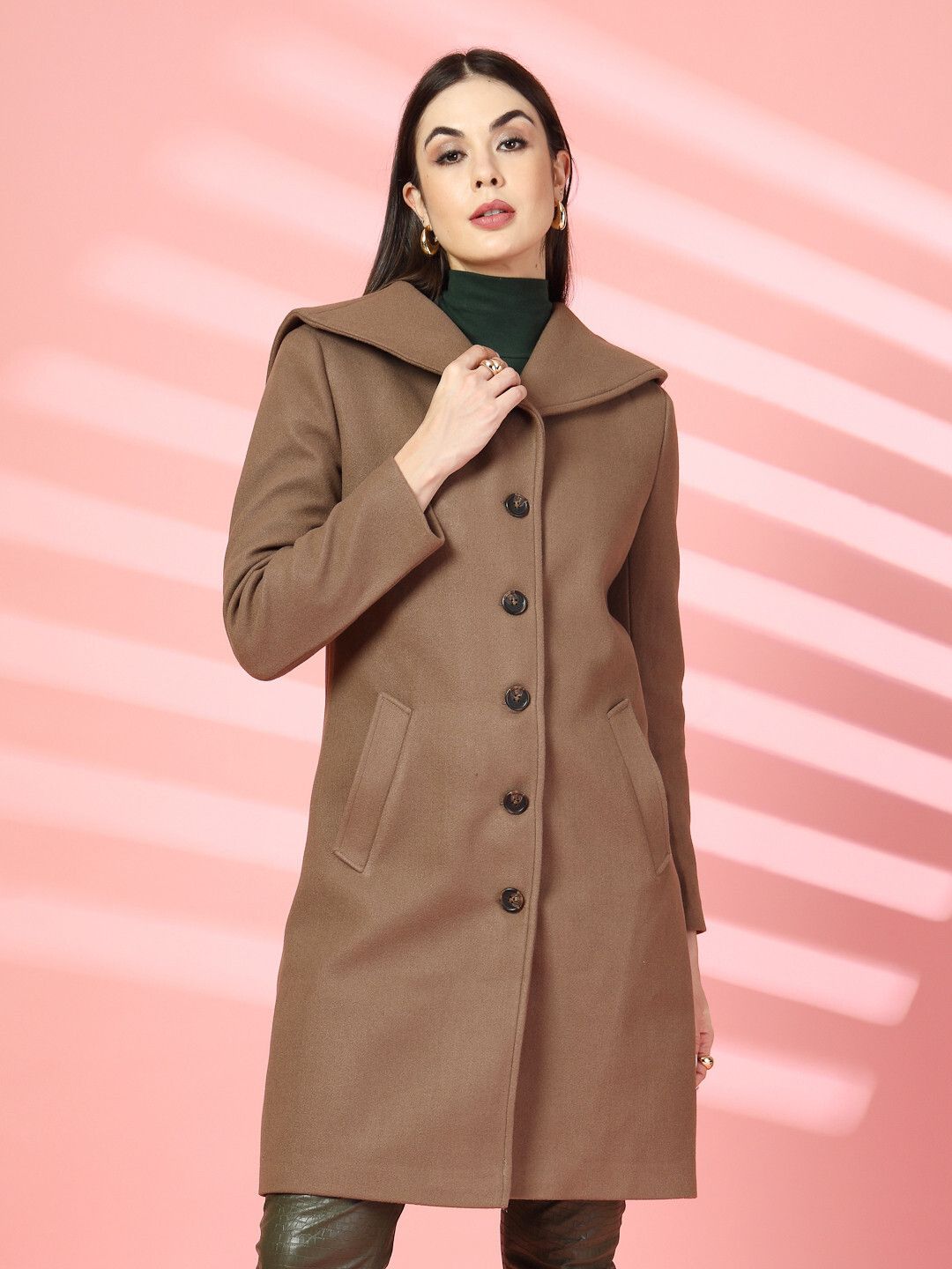 Tweed Solid Coat For Women-image-32