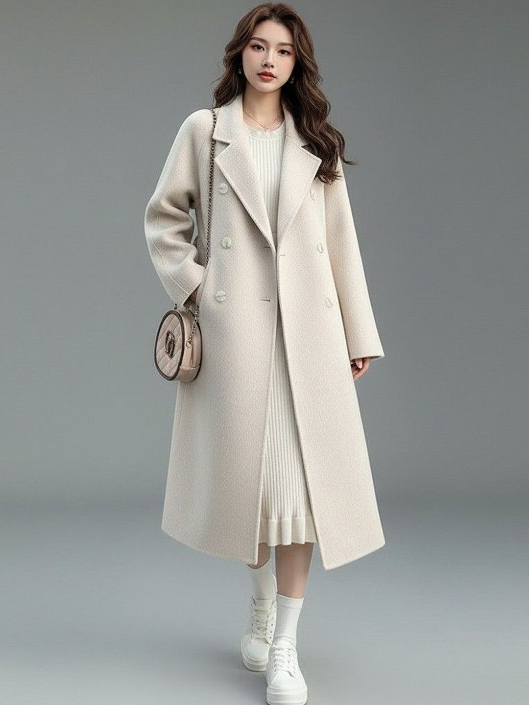 Polyester Solid Coat For Women
