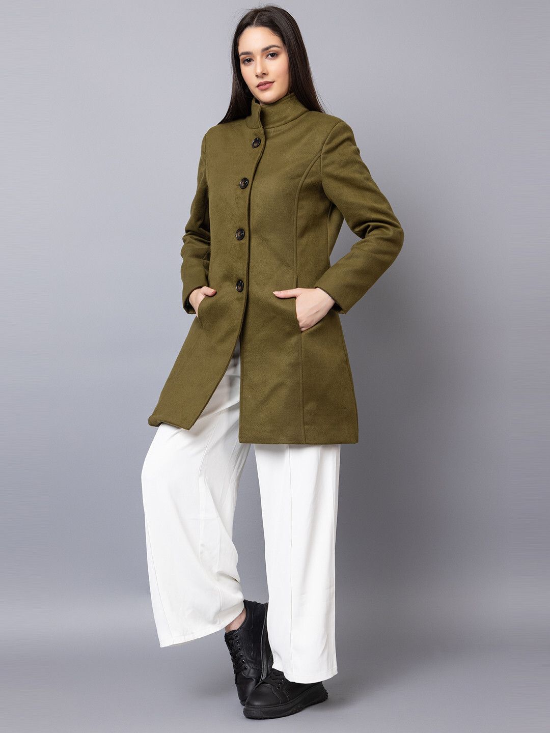 chkokko Tweed Solid Coat For Women-picture-17