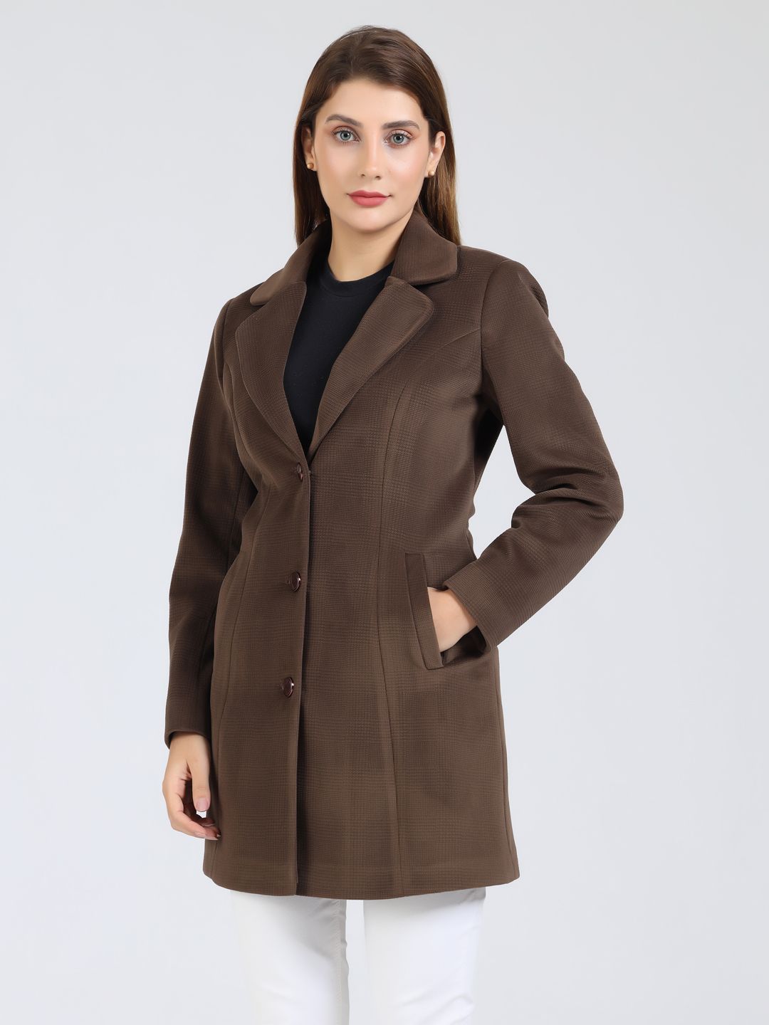 KNITTING Self Design Coat For Women-image-42