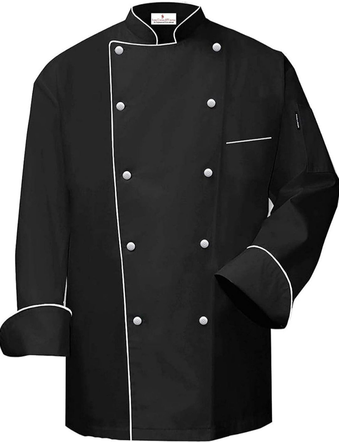 Black Polycotton Solid Coat For Men